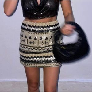 Forever 21 Sequin & Beaded Mini Skirt